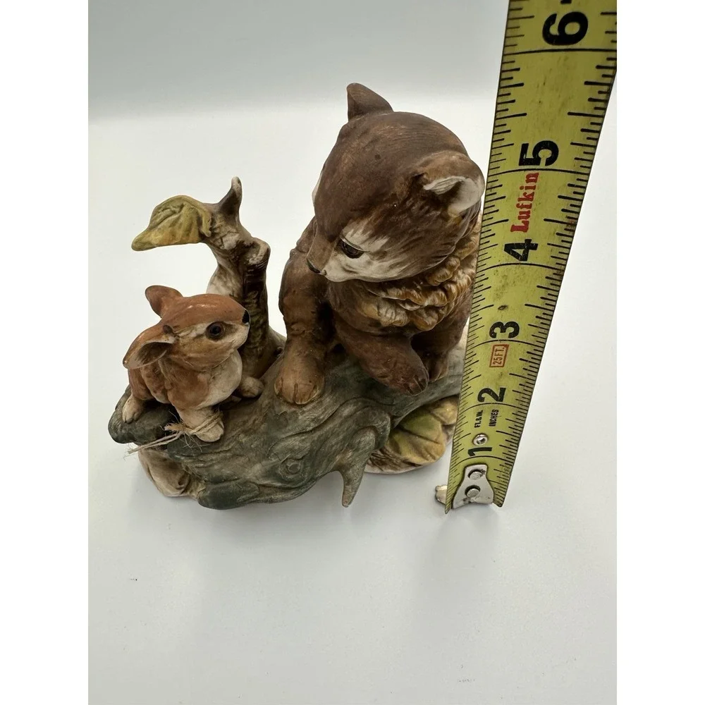 Vintage‎ UCAGCO Japan Bear & Rabbit Figurine Ceramic Animal Woodland Scene 6